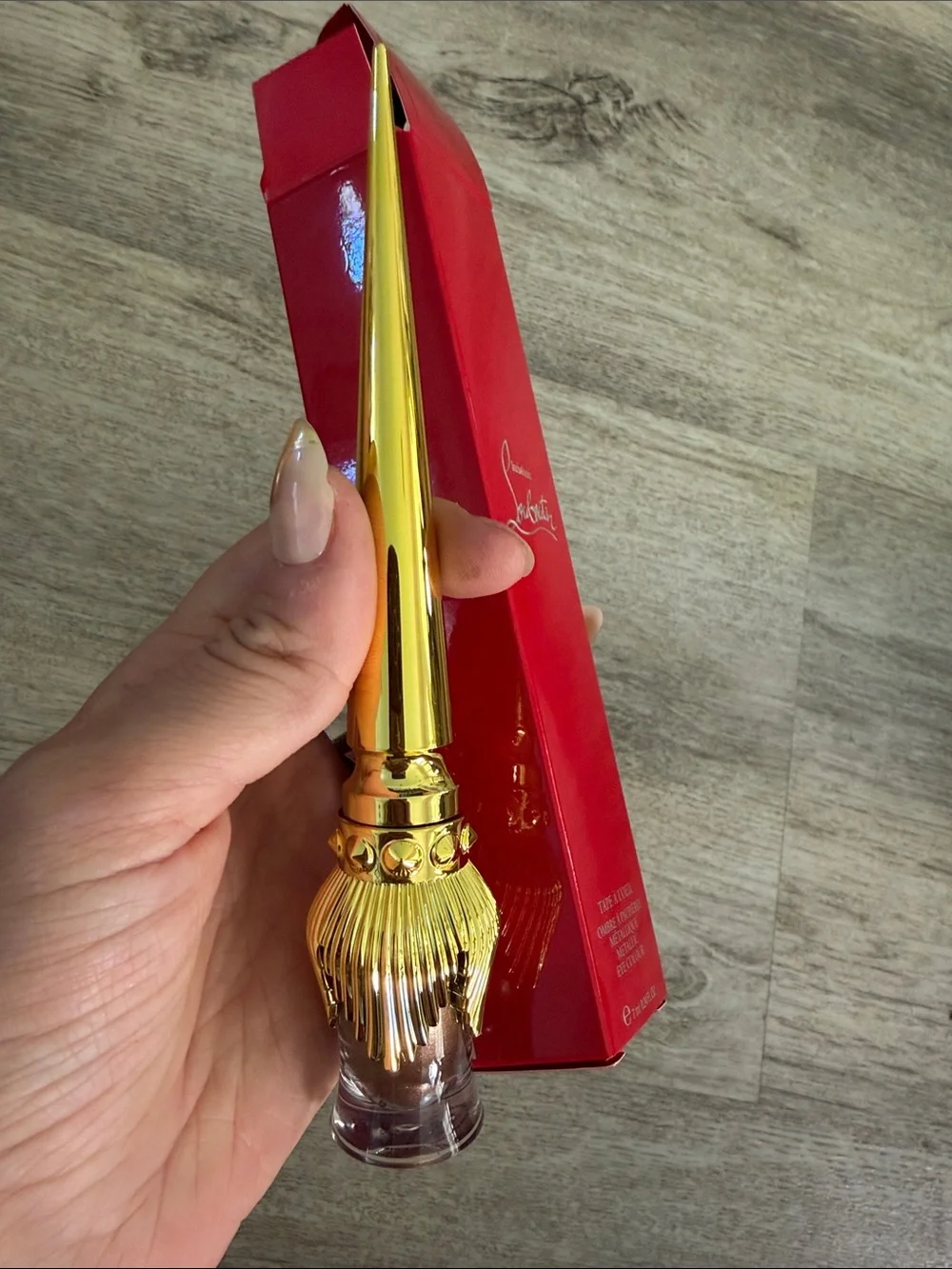 Christian Louboutin Gold Metallic Spike Liquid Eye Color with Red Box